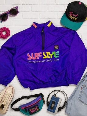 Surf Style Windbreaker Jacket One Size XL True 90’s Vintage
